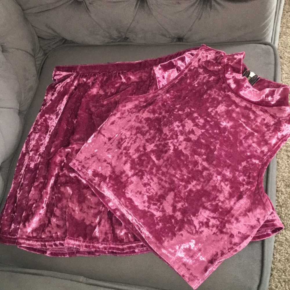 2-pcs velvet skater skirt set